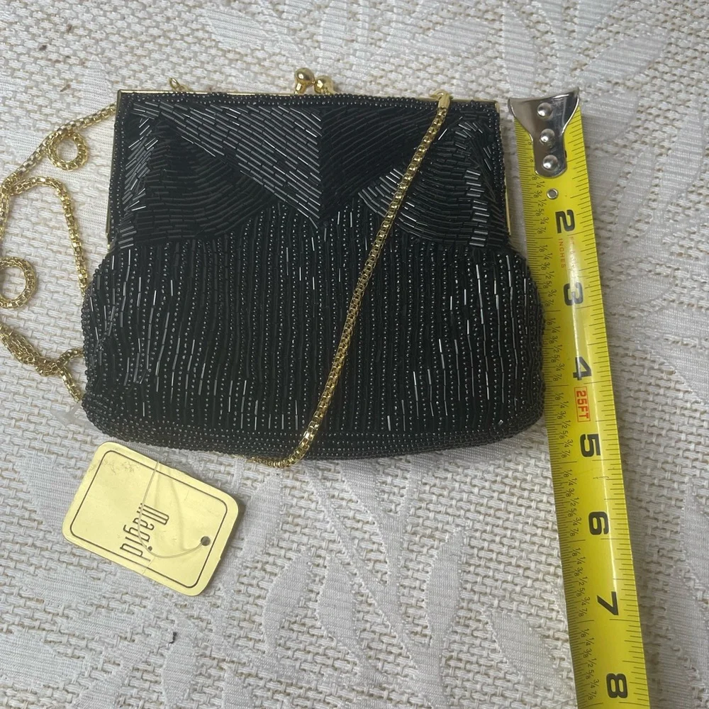 Magid Vintage Black Beaded Evening Bag NWT
